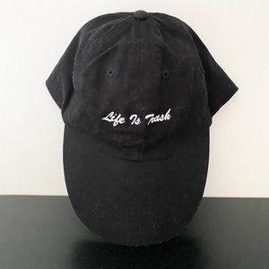 Black Custom Embroider “Life is Trash” Dad Hat